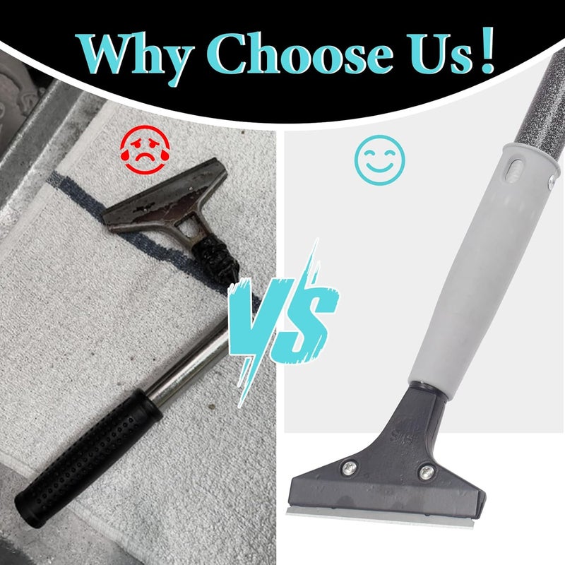Frebuta Floor Scrapers Long Handle Heavy Duty ,31In 4“ Razor Blades Scraper with 10PC Floor Blades Sponge Handle Iron Tube Scraper for Cleaning Quick and Easy Removal Price Stickers Gum - Image 4